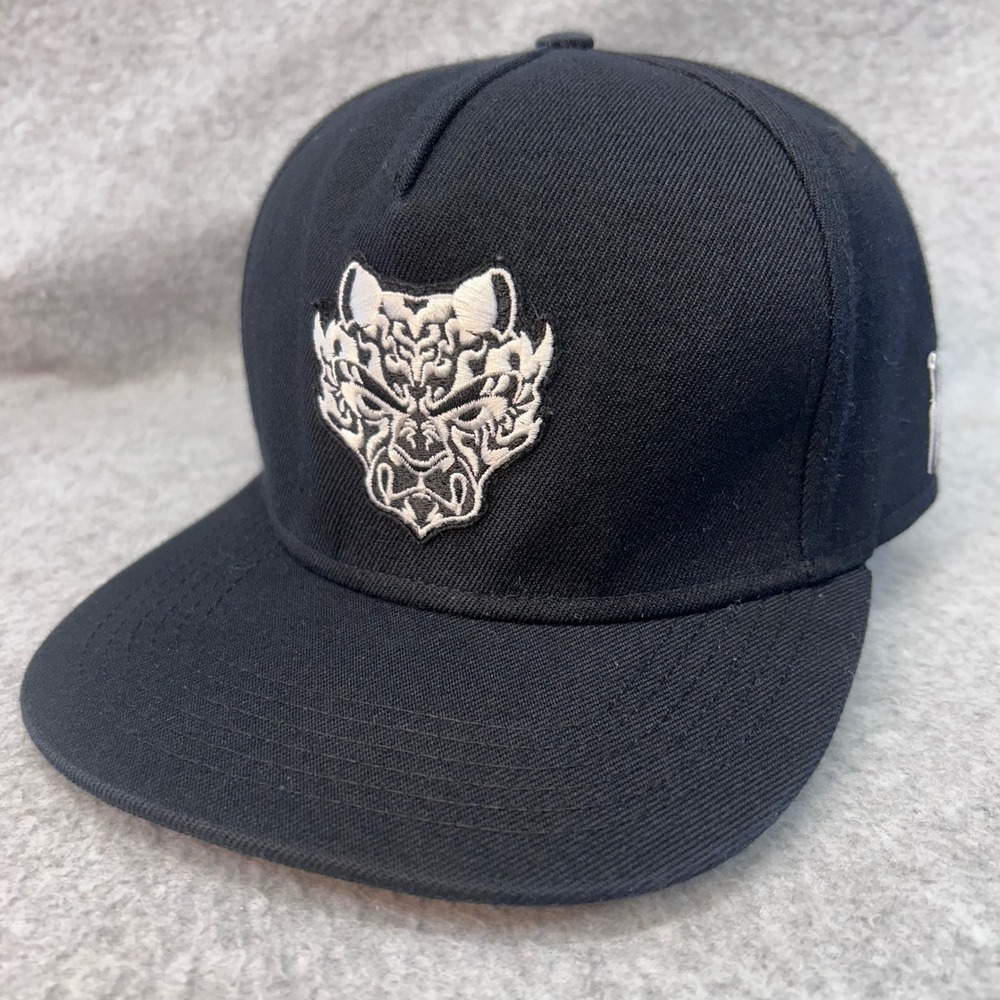 Tiger Mask Logo Mens Black Kinjaz Snapback Hat Respect All Fear None OSFM